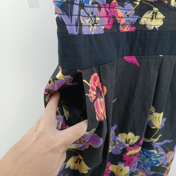 Candies Black Floral Print Sweetheart Babydoll Mini Dress Womens 9 Y2K HOCO - Picture 5 of 11